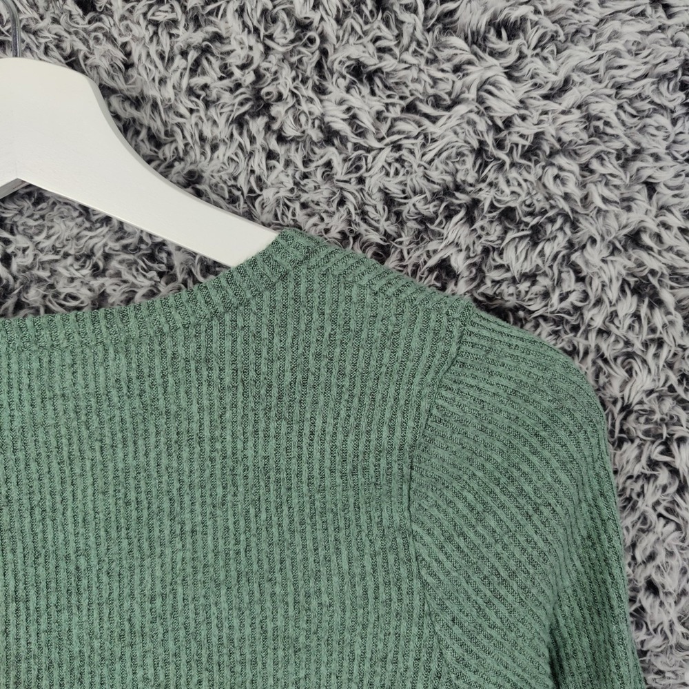 Society + Stitch Women Cottagecore Cardigan M Green Kaia Cropped Ribbed Knit NEW - Picture 7 of 8